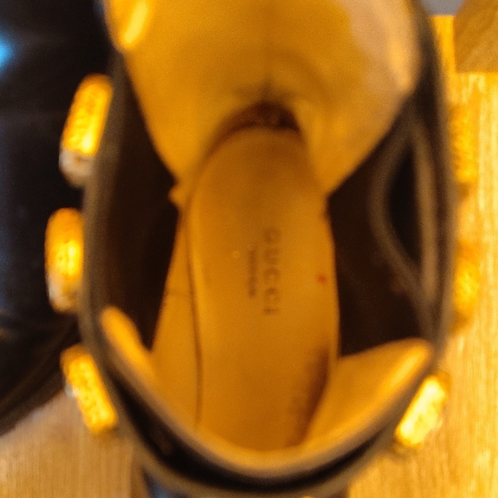 Gucci Black Ankle Boots with Gold Accents - Picture 9 of 10